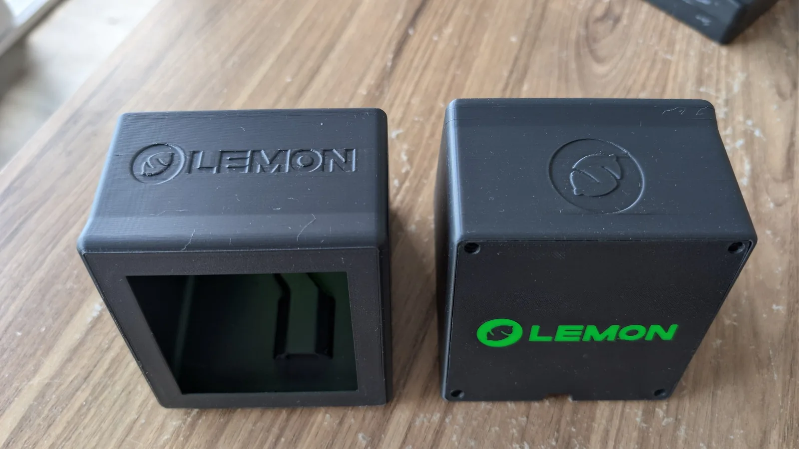 3D-printed Lemon Box enclosure parts